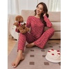 Ekouaer Pajamas for Women Set Long Sleeve 2 Piece Lounge Sets Fall Soft Pjs(Red Leopard)