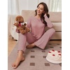 Ekouaer Pajamas for Women Set Long Sleeve 2 Piece Lounge Sets Fall Soft Pjs(Red and White Stripes)
