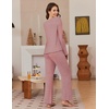 Ekouaer Pajamas for Women Set Long Sleeve 2 Piece Lounge Sets Fall Soft Pjs(Red and White Stripes)