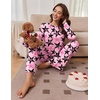 Ekouaer Pajamas for Women Set Long Sleeve 2 Piece Lounge Sets Fall Soft Pjs(Stars and Bows)