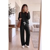 Ekouaer Pajamas for Women Set Soft 2 Piece Lounge Set Fall Outfits(Black)