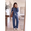 Ekouaer Pajamas for Women Set Soft 2 Piece Lounge Set Fall Outfits(Deep Navy Blue)