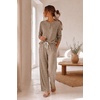 Ekouaer Pajamas for Women Set Soft 2 Piece Lounge Set Fall Outfits(Light Brown)