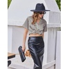 Ekouaer Silk Satin Pajamas for Women Button Down Pjs Shorts Set with Ruffle(Black Champagne Stripe)