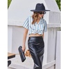 Ekouaer Silk Satin Pajamas for Women Button Down Pjs Shorts Set with Ruffle(Blue White Black Stripe)