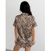 Ekouaer Silk Satin Pajamas for Women Button Down Pjs Shorts Set with Ruffle(Brown Leopard)