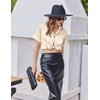 Ekouaer Silk Satin Pajamas for Women Button Down Pjs Shorts Set with Ruffle(Champagne)