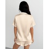 Ekouaer Silk Satin Pajamas for Women Button Down Pjs Shorts Set with Ruffle(Champagne)