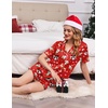 Ekouaer Silk Satin Pajamas for Women Button Down Pjs Shorts Set with Ruffle(Christmas Red)