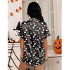 Ekouaer Silk Satin Pajamas for Women Button Down Pjs Shorts Set with Ruffle(Halloween)