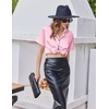 Ekouaer Silk Satin Pajamas for Women Button Down Pjs Shorts Set with Ruffle(Pink)