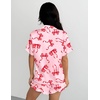 Ekouaer Silk Satin Pajamas for Women Button Down Pjs Shorts Set with Ruffle(Pink Bow)