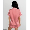 Ekouaer Silk Satin Pajamas for Women Button Down Pjs Shorts Set with Ruffle(Red White Stripe)