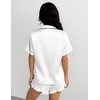 Ekouaer Silk Satin Pajamas for Women Button Down Pjs Shorts Set with Ruffle(White)