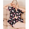 Ekouaer Womens Christmas Pajamas Silk Satin Sleepwear Holiday Matching Pjs(Christmas Black Santa)