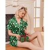 Ekouaer Womens Christmas Pajamas Silk Satin Sleepwear Holiday Matching Pjs(Christmas Green)