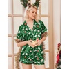 Ekouaer Womens Christmas Pajamas Silk Satin Sleepwear Holiday Matching Pjs(Christmas Green)