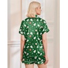 Ekouaer Womens Christmas Pajamas Silk Satin Sleepwear Holiday Matching Pjs(Christmas Green)