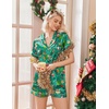 Ekouaer Womens Christmas Pajamas Silk Satin Sleepwear Holiday Matching Pjs(Christmas Green Elf)