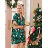 Ekouaer Womens Christmas Pajamas Silk Satin Sleepwear Holiday Matching Pjs(Christmas Green Snowman)