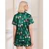Ekouaer Womens Christmas Pajamas Silk Satin Sleepwear Holiday Matching Pjs(Christmas Green Snowman)