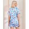 Ekouaer Womens Christmas Pajamas Silk Satin Sleepwear Holiday Matching Pjs(Christmas Light Blue)