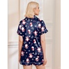 Ekouaer Womens Christmas Pajamas Silk Satin Sleepwear Holiday Matching Pjs(Christmas Navy Snowman)