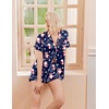 Ekouaer Womens Christmas Pajamas Silk Satin Sleepwear Holiday Matching Pjs(Christmas Navy Snowman)