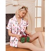 Ekouaer Womens Christmas Pajamas Silk Satin Sleepwear Holiday Matching Pjs(Christmas Pink)