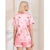Ekouaer Womens Christmas Pajamas Silk Satin Sleepwear Holiday Matching Pjs(Christmas Pink Candy)