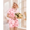 Ekouaer Womens Christmas Pajamas Silk Satin Sleepwear Holiday Matching Pjs(Christmas Pink Candy)