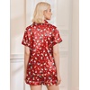 Ekouaer Womens Christmas Pajamas Silk Satin Sleepwear Holiday Matching Pjs(Christmas Red)