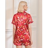 Ekouaer Womens Christmas Pajamas Silk Satin Sleepwear Holiday Matching Pjs(Christmas Red Food)