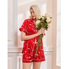 Ekouaer Womens Christmas Pajamas Silk Satin Sleepwear Holiday Matching Pjs(Christmas Red Print)
