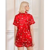 Ekouaer Womens Christmas Pajamas Silk Satin Sleepwear Holiday Matching Pjs(Christmas Red Print)