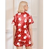 Ekouaer Womens Christmas Pajamas Silk Satin Sleepwear Holiday Matching Pjs(Christmas Red Santa)