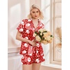 Ekouaer Womens Christmas Pajamas Silk Satin Sleepwear Holiday Matching Pjs(Christmas Red Santa)