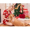 Ekouaer Womens Christmas Pajamas Silk Satin Sleepwear Holiday Matching Pjs(Christmas Red Santa Snowman)