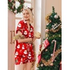 Ekouaer Womens Christmas Pajamas Silk Satin Sleepwear Holiday Matching Pjs(Christmas Red Santa Snowman)