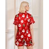 Ekouaer Womens Christmas Pajamas Silk Satin Sleepwear Holiday Matching Pjs(Christmas Red Santa Snowman)