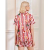 Ekouaer Womens Christmas Pajamas Silk Satin Sleepwear Holiday Matching Pjs(Christmas Red Striped)