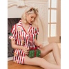Ekouaer Womens Christmas Pajamas Silk Satin Sleepwear Holiday Matching Pjs(Christmas Red Striped)