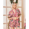 Ekouaer Womens Christmas Pajamas Silk Satin Sleepwear Holiday Matching Pjs(Christmas Red Striped)