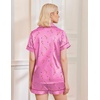 Ekouaer Womens Christmas Pajamas Silk Satin Sleepwear Holiday Matching Pjs(Christmas Rose Striped)