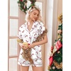 Ekouaer Womens Christmas Pajamas Silk Satin Sleepwear Holiday Matching Pjs(Christmas White)