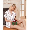 Ekouaer Womens Christmas Pajamas Silk Satin Sleepwear Holiday Matching Pjs(Christmas White)