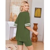 Ekouaer Womens Pajamas Casual 2 Piece Short Sleeve Biker Shorts Lounge Set(Deep Army Green)