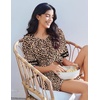Ekouaer Womens Pajamas Casual 2 Piece Short Sleeve Biker Shorts Lounge Set(Leopard)