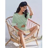 Ekouaer Womens Pajamas Casual 2 Piece Short Sleeve Biker Shorts Lounge Set(Light Green)