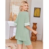 Ekouaer Womens Pajamas Casual 2 Piece Short Sleeve Biker Shorts Lounge Set(Light Green)